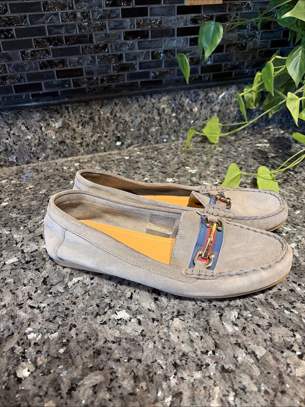 Coach And Four Womens Shoes Romeo Loafers Gray Horsebilt Suede Slip-On 9.5 Italy